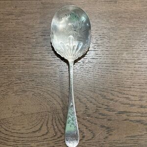 Intricate Silver Floral Serving Spoon